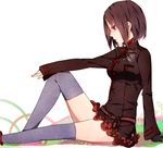  breasts d.gray-man lenalee_lee maki_(lovyu) medium_breasts purple_eyes short_hair sitting solo thighhighs 