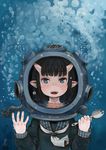  diving_helmet ebimomo helmet highres horns oni original solo underwater 