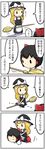  4koma black_hair blonde_hair bow broom comic flying hair_tubes hakurei_reimu hat highres kirisame_marisa long_hair multiple_girls potaaju short_hair touhou translated witch_hat 