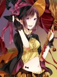  breasts d.gray-man hat jack-o'-lantern lenalee_lee long_hair looking_at_viewer maki_(lovyu) medium_breasts open_mouth purple_eyes purple_hair ribbon smile solo witch_hat 