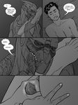  blush breasts comic commander_shepard duo english_text female from_behind frottage garrus_vakarian greyscale handjob human interspecies male mammal mass_effect monochrome nude penis precum reginaprimata rubbing sex source_request straight text thigh_sex turian vaginal 