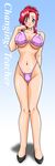  bare_shoulders bikini blush breasts graf_zeppelin high_heels highres huge_breasts kazami_mizuho long_image looking_at_viewer navel onegai_teacher pink_hair purple_eyes shoes simple_background smile solo standing swimsuit ta152_(graf_zeppelin) tall_image 