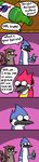  avian beverage bird blue_jay bottle can comic dialog drinking drunk english_text grin humor mammal margaret mordecai raccoon red-breasted_robin regular_show rigby robin smile text thefightingphallus truth_or_dare 