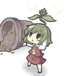  bad_id bad_pixiv_id bud chestnut_mouth chibi green_hair kazami_yuuka leaf long_sleeves looking_up minigirl necktie plaid plant pot short_hair solo sprout touhou yuasan 