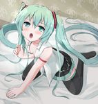  :o boots green_eyes green_hair hatsune_miku long_hair open_mouth sattsu skirt solo thigh_boots thighhighs twintails very_long_hair vocaloid vocaloid_(lat-type_ver) 