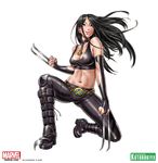  1girl black_hair boots breasts buckle choker claws full_body green_eyes lingerie marvel navel pants underwear x-23 x-men yamashita_shun&#039;ya yamashita_shun'ya 