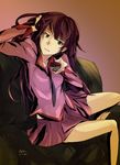  bad_id bad_pixiv_id black_eyes cafekun long_hair monogatari_(series) purple_hair school_uniform senjougahara_hitagi stapler 