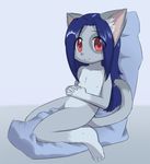  cat cub delicious_(artist) feline female flat_chested hair mammal nipples nude pillow pussy red_eyes sapphire_(delicious) solo young 