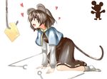  all_fours animal_ears capelet cheese food grey_hair heart hook long_sleeves mamoi mickey_mouse minigirl mouse_ears mouse_tail nazrin short_hair silhouette skirt smile socks solo tail touhou 