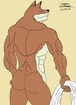  anthro back_turned bleach canine male mammal maxime-jeanne muscles nude sajin_komamura shinigami solo wolf 