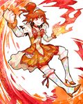  bad_id bad_pixiv_id bike_shorts choker cure_sunny dress fire hino_akane_(smile_precure!) itomugi-kun magical_girl orange_(color) orange_skirt precure red_choker red_eyes red_hair short_hair skirt smile smile_precure! solo tiara 