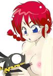  1girl bestiality blue_eyes braid breasts genderswap highres jack_666 nipples nude p-chan pig ranma-chan ranma_1/2 red_hair saotome_ranma single_braid sweatdrop 