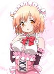  alternate_costume apron blonde_hair blush bow breasts enmaided kotoura-san kotoura_haruka large_breasts maid maid_headdress open_mouth short_hair solo toshiya yellow_eyes 