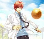  akashi_seijuurou artist_name basketball kagalin kuroko_no_basuke male_focus necktie red_eyes red_hair signature solo yellow_eyes 