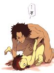  1boy 1girl blush breasts brown_eyes brown_hair feet fuu mugen nipples nude samurai_champloo sex simple_background small_breasts spread_legs white_background 