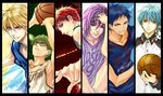  akashi_seijuurou aomine_daiki basketball basketball_uniform blonde_hair blue_eyes blue_hair column_lineup dark_skin dark_skinned_male glasses green_eyes green_hair kagalin kise_ryouta kuroko_no_basuke kuroko_tetsuya male_focus midorima_shintarou multiple_boys murasakibara_atsushi purple_eyes purple_hair red_eyes red_hair signature sportswear yellow_eyes 