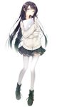  :&gt; black_hair blue_eyes boots cardigan computer from_as green_eyes heterochromia highres kizu_aina laptop long_hair luna_lia mouth_hold object_hug pleated_skirt school_uniform serafuku skirt sleeves_past_wrists smile solo thighhighs very_long_hair white_legwear 