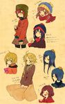  6+girls bad_id bad_pixiv_id black_hair blue_eyes blush braid brown_hair clyde_donovan craig_tucker eric_cartman genderswap genderswap_(ftm) genderswap_(mtf) green_eyes hair_bobbles hair_ornament hat jacket kenny_mccormick kyle_broflovski long_hair multiple_girls one_eye_closed red_hair scarf short_hair smile south_park stan_marsh tayashigu_(suisyounohosizora) translation_request tweek_tweak twin_braids 