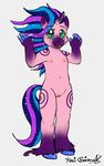  blue_and_purple_hair blue_eyes blue_hair camel_toe cub equine female hair horn looking_at_viewer mammal nipples nude plain_background purple_hair pussy solo two_tone_hair unicorn white_background wyntereclypse yaoifairy young 