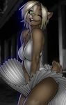 breasts cleavage cosplay dress female green_eyes hair jeena jeena_(skunk-man) marilyn_monroe short_hair smile solo strype 