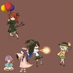  balloon bow braid chibi kaenbyou_rin komeiji_koishi komeiji_satori multiple_girls patchouli_knowledge reiuji_utsuho touhou umi_(umi02) yellow_bow 