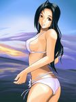  ass bikini black_hair breasts cowboy_shot idolmaster idolmaster_(classic) idolmaster_live_for_you! large_breasts long_hair mash_(masurawo) miura_azusa parted_lips solo swimsuit white_bikini 