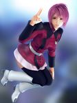  3d black_legwear boots breasts covered_nipples gundam gundam_seed gundam_seed_destiny incise_soul knee_boots lunamaria_hawke m-rs medium_breasts pink_skirt purple_hair skirt solo thighhighs 