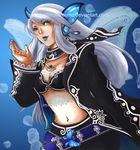  blue_eyes bug butterfly insect long_hair luise_meyrink nokomento silver_hair solo the_king_of_fighters watermark web_address 