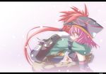  1girl backpack bad_id bad_pixiv_id bag exmachina hat hug letterboxed pink_hair ragna_valentine red_hair snowing tears yosugara_shou zwei!! zwei_2 