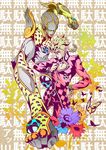  ambiente blonde_hair blue_eyes braid bug butterfly flower giorno_giovanna gold_experience insect jojo_no_kimyou_na_bouken ladybug male_focus multiple_boys plant purple_eyes stand_(jojo) 
