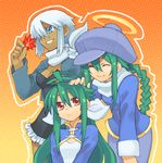  character_request green_hair hat long_hair multiple_girls polaris_(shinrabanshou) ribbon shigehiro_(hiroi_heya) shinrabanshou short_hair silver_hair 