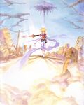  absurdres highres inomata_mutsumi kyle_dunamis male_focus official_art ruins scan solo sword tales_of_(series) tales_of_destiny_2 traditional_media watercolor_(medium) weapon 