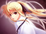  40010prototype blonde_hair bow cape duplicate fate_testarossa hair_bow long_hair lyrical_nanoha magical_girl mahou_shoujo_lyrical_nanoha_strikers red_eyes solo twintails 