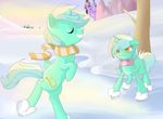  crossgender cutie_mark duo equine female feral friendship_is_magic horn ice lyra_(mlp) lyra_heartstrings_(mlp) male mammal my_little_pony omycuteness outside scarf skates snow square_crossover unicorn winter 
