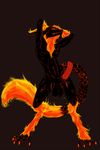  anthro baal balls demon digitigrade erection fire flames horsecock male markings nude penis plain_background sergal 