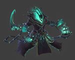  chain cloak glowing grey_background key lantern league_of_legends male_focus no_humans r2sais scythe skull solo spikes thresh weapon 