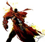  cape chain character_name gauntlets glowing glowing_eyes green_eyes image_comics male_focus red_cape solo spawn spawn_(spawn) white_background yumi_(soak1111) 