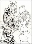  anthro breasts duo ezzleo feline female hair human human_on_anthro interspecies kathleen light_skin male mammal nipples open_mouth penetration russ sex straight tiger vaginal vaginal_penetration 
