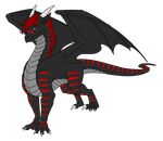  alientknight alpha_channel black_dragon dragon fareed feral hair horn long_ears looking_at_viewer male red_eyes scalie solo stripes wings 