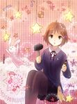  bad_id bad_pixiv_id brown_eyes brown_hair hair_ornament hairclip hammer makino_kanna pantyhose school_uniform screwdriver short_hair star stuffed_toy sweater tamako_market yakka 