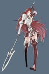  armor armored_dress belt boots elbow_gloves fire_emblem fire_emblem:_kakusei full_body garter_straps gauntlets gloves kozaki_yuusuke long_hair official_art polearm red_eyes red_hair skirt spear thigh_boots thighhighs tiamo very_long_hair weapon 