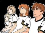  2010_fifa_world_cup 3girls alternate_costume arcueid_brunestud blonde_hair fate/stay_night fate_(series) gaijin_4koma germany illyasviel_von_einzbern long_hair lowres multiple_girls neon_genesis_evangelion non-web_source rance rance_(series) sengoku_rance short_hair soccer soccer_uniform souryuu_asuka_langley sportswear tsukihime world_cup 