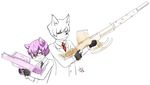  chimangetsu couple ermine eyewear feline female glasses gloves grenade_launcher gun hardlight hologram lynx male mammal mattie mustelid naked_mole_rat necktie ranged_weapon rodent sniper_rifle suit weapon yamaneko_sougi 