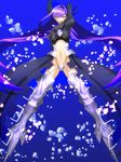  blue_eyes crotch_plate fate/extra fate/extra_ccc fate_(series) leg_armor long_hair meltlilith midriff navel purple_eyes purple_hair revealing_clothes roki_(shouka65) solo very_long_hair 