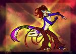  abstract_background airu bracelet claws collar colorful dancing dreadlocks eyewear fangs goggles jewelry male open_mouth rave sergal solo yellow_eyes 
