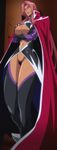  1girl absurdres areola_slip areolae breasts cape crossed_arms dark_skin highres ingrid_(taimanin_asagi) large_breasts long_image makai_kishi_ingrid pink_hair solo stitched tall_image underboob 
