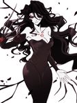  black_hair breasts claws cleavage dress fingernails fullmetal_alchemist large_breasts long_fingernails long_hair lust ouroboros pyarung red_eyes solo tattoo 