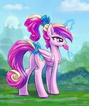  butt candy cutie_mark equine female feral friendship_is_magic hair horn karol_pawlinski licking lollipop magic mammal multi-colored_hair multicolor_hair my_little_pony outside ponytail princess_cadance_(mlp) purple_eyes solo standing tongue tongue_out winged_unicorn wings 