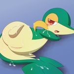  cum_covered excessive_cum female katwu618 messy nintendo open_mouth pok&#233;mon pok&eacute;mon pussy red_eyes snivy solo tears video_games 