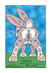  &lt;3 all_fours anus big_ears breasts butt cap_(artist) female gaping german lagomorph mammal marc_schnakenberg nipples outside pawpads presenting presenting_hindquarters pussy rabbit simple_background text 